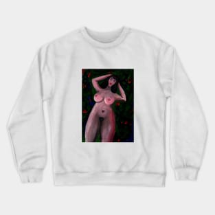 Naked woman in the forest Crewneck Sweatshirt